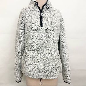 Victoria’s Secret PINK gray Sherpa half zip pullover sweatshirt xlarge